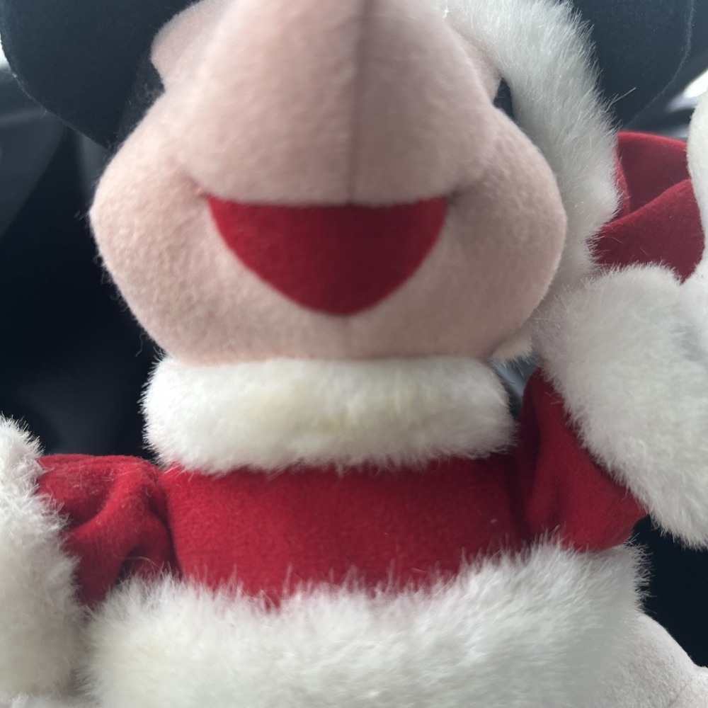 VTG Mickey Plush Tree Topper Santa Gift Box Xmas Holiday Decor W/handmade Santa - Picture 8 of 16